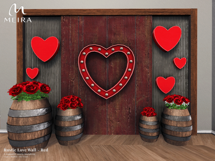 Meira Rustic Love Wall - Red