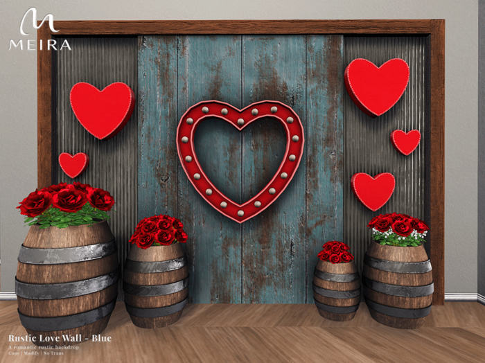 Meira Rustic Love Wall - Blue