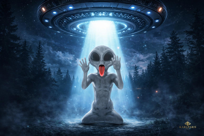 The Silent Visitor – Minimalist Grey Alien