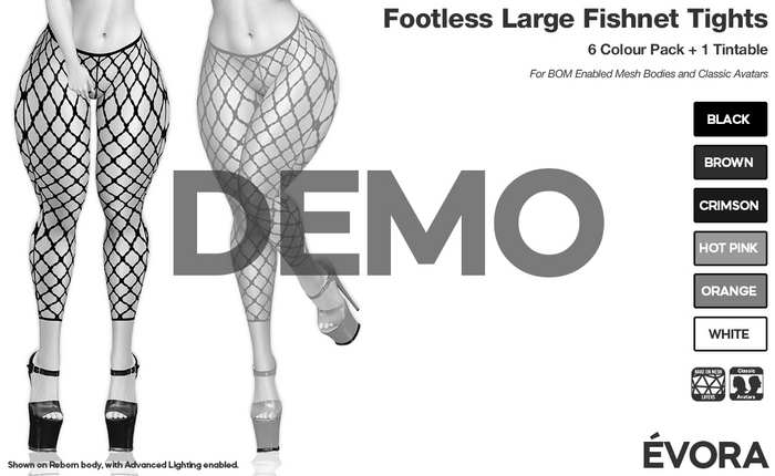 EVORA - Footless Large Fishnet Tights - Demo