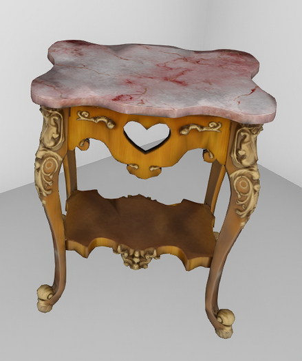 Heart Cutout Baroque French Side Table
