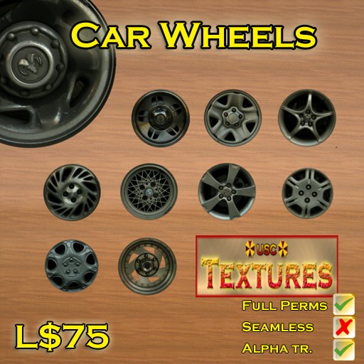 Second Life Marketplace - USC Textures - Car Wheels