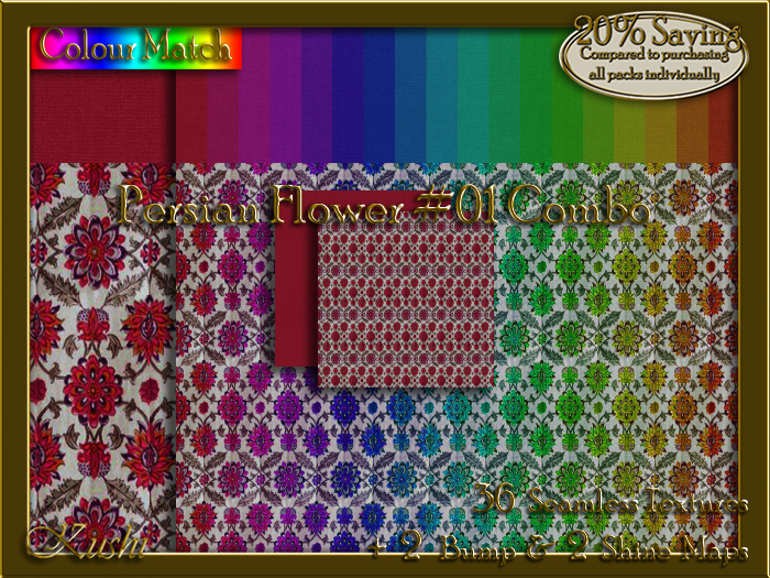 Persian Flower #01 COMBO Texture Bundle