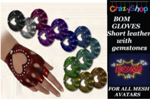 BOM GLOVES - Short leather with gemstones Set