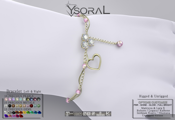 ~~ YsoraL ~~ .:Bracelet Lyla :. (Rigged & Unrigged) 
