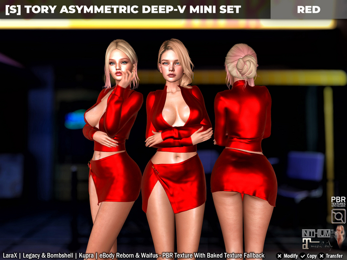 [S] Tory Asymmetric Deep-V Mini Set Red