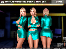 [S] Tory Asymmetric Deep-V Mini Set Cyan