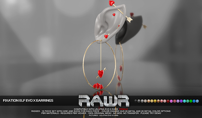 RAWR! Fixation ELF FEMALE EvoX Earrings DEMO (add me)