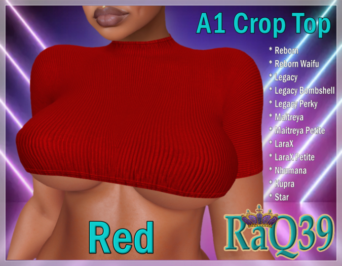 [R39] A1 Crop Top-Red