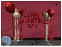 Balloons Backdrop Happy Valentine's  - Red & Gold 