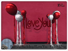 Balloons Backdrop I Love You - Red & Silver  By Snuggles