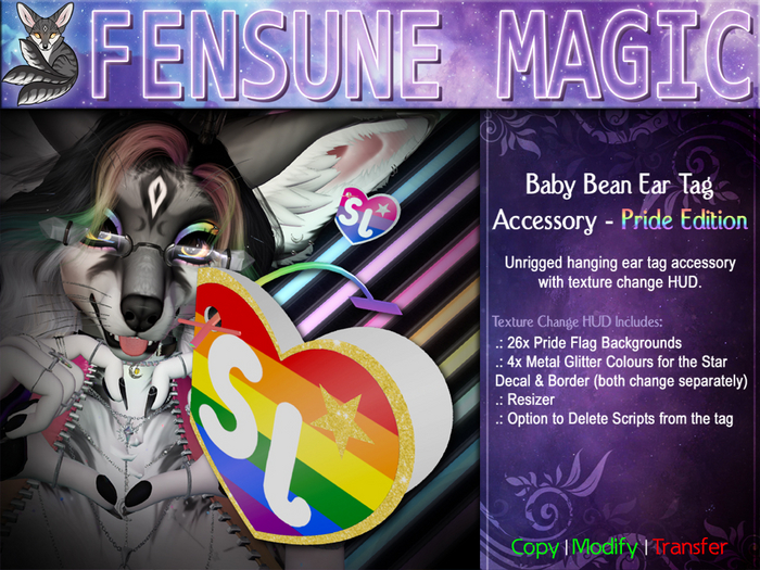 .:FM:. Baby Bean Ear Tag Accessory - Pride Edition