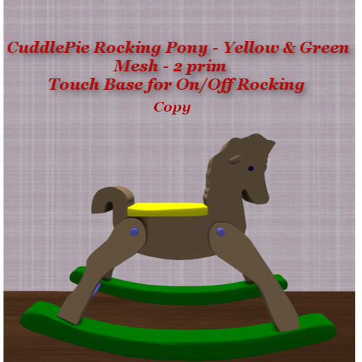 CuddlePie Rocking Pony Yellow & Green1