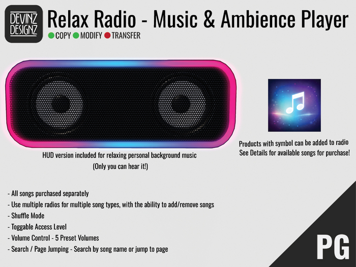 Relax Radio - Ambient Music: On Land & Anywhere HUD | Used as Sound NOT Media!