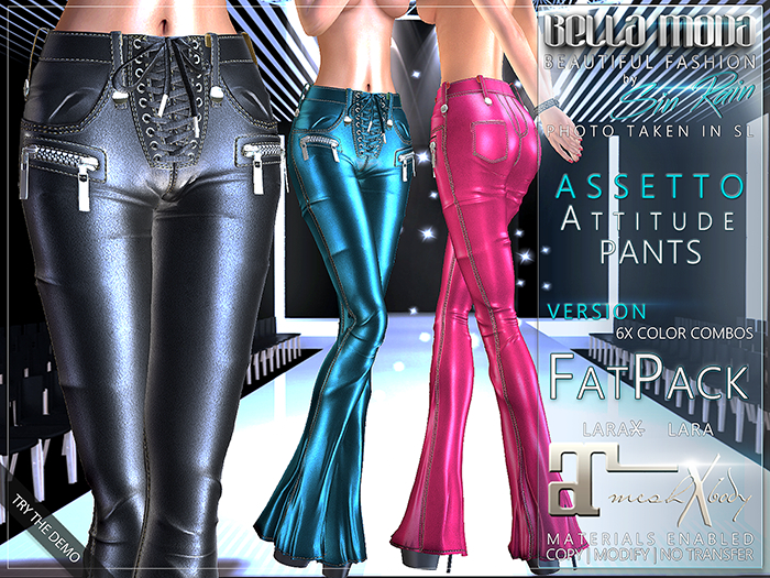 LaraX Lara FATPACK Bella Moda - 6x Assetto Attitude Leather Pants - COPY MOD