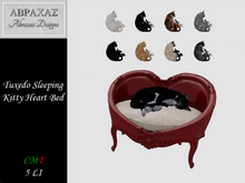 Tuxedo Sleeping Kitty Heart Bed