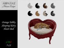 Orange Tabby Sleeping Kitty Heart Bed