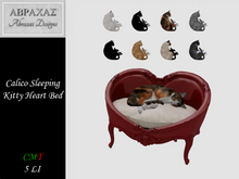 Calico Sleeping Kitty Heart Bed