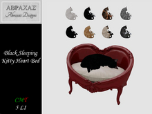 Black Sleeping Kitty Heart Bed