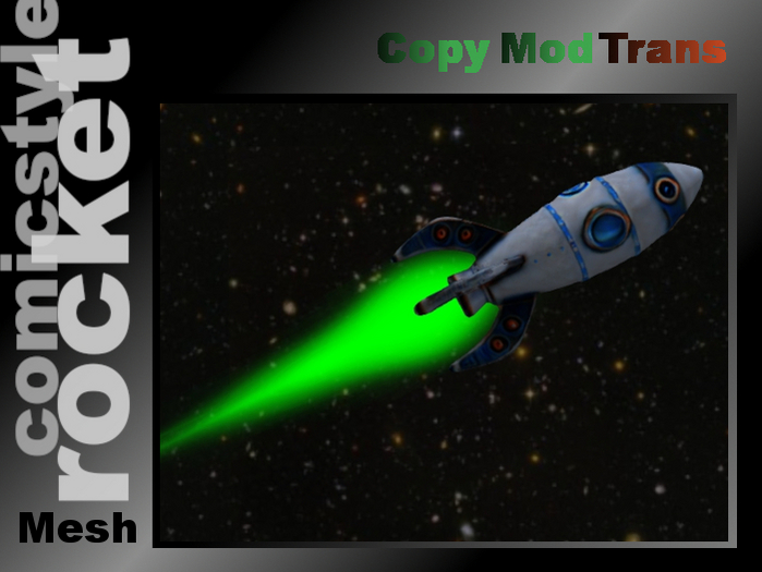 Rakete im Comicstil - aktives Triebwerk - Mesh