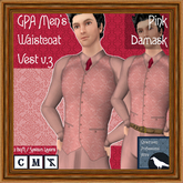 GPA Men's Waistcoat Vest BOM - Pink Damask Print v.3