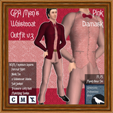 GPA Men's Waistcoat Outfit BOM - Pink Damask Print v.3