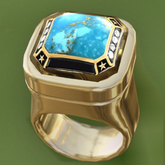 TURQUOISE - GOLD Resizable Chunky Ring (ADD)