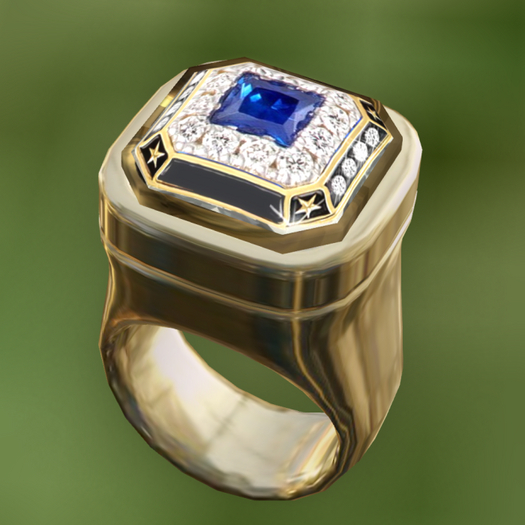 DIAMOND SAPPHIRE - GOLD Resizable Chunky Ring (ADD)