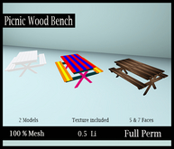 [BB] Mesh- Full Perm- Picnic Wood Bench