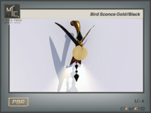 Aplique de pared de pájaro en oro y negro
