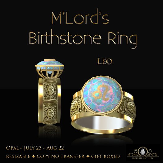 Exquisite M'Lord's Birthstone Opal Ring - Leo