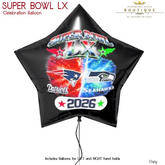 SUPER BOWL Single Balloons -  BLK RED & BLUE (ADD)