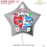 SUPER BOWL Single Balloons -  SLV RED & BLUE (ADD)