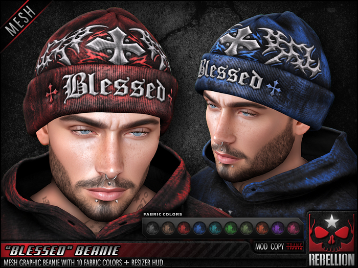 = REBELLION = "BLESSED" BEANIE - DEMO