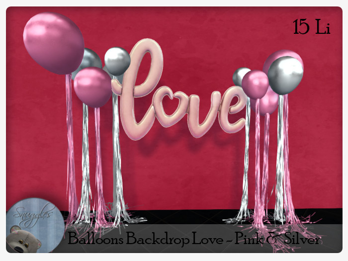 Balloons Backdrop Love - Pink & Silver   By Snuggles 