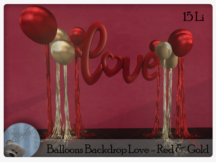 Balloons Backdrop Love - Red & Gold   By Snuggles 