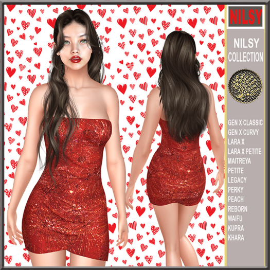 RED SEQUINNED STRAPLESS DRESS