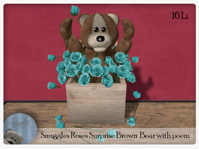 Snuggles Roses Surprise Brown  Bear with poem 