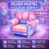 Plush Pastel Cloud Sofa – Ultra-Soft Cozy Seating | Full Permission Mesh Furniture