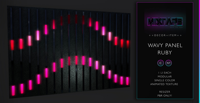 MIXTAPE Decor - wavy panel - ruby 