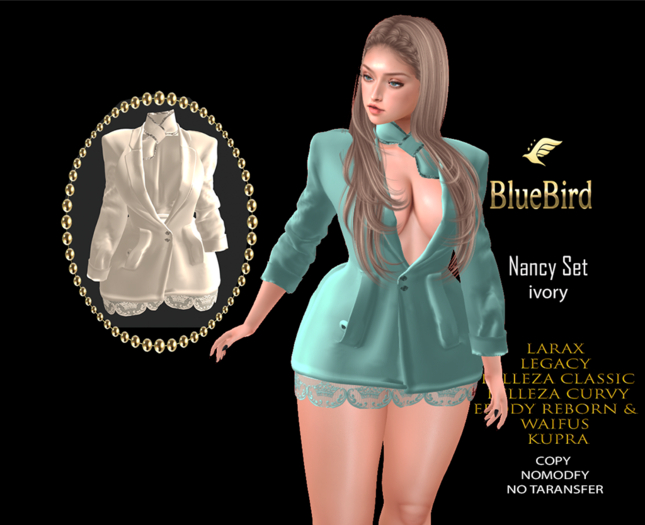 Blue Bird // Nancy-set ivory