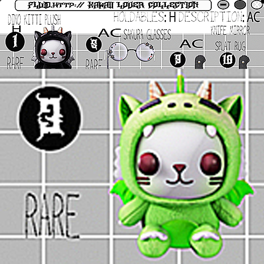 3. -FLUID- Dino Kitti Plush Green RARE