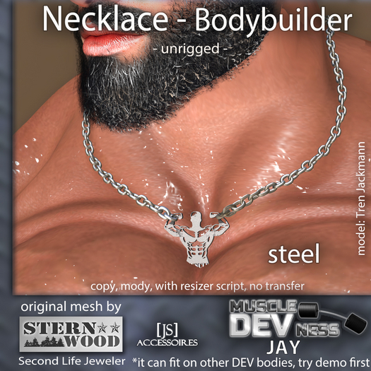 {JS} Necklace Bodybuilder Muscle - steel - DEV JAY