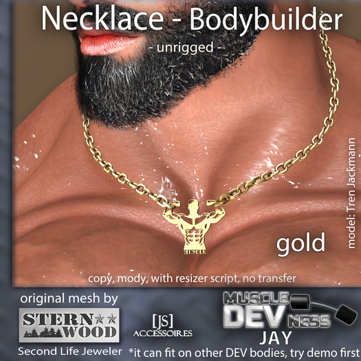 {JS} Necklace Bodybuilder Muscle - gold - DEV JAY