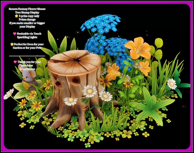 Sunora Fantasy Flower Mouse Tree Stump Display