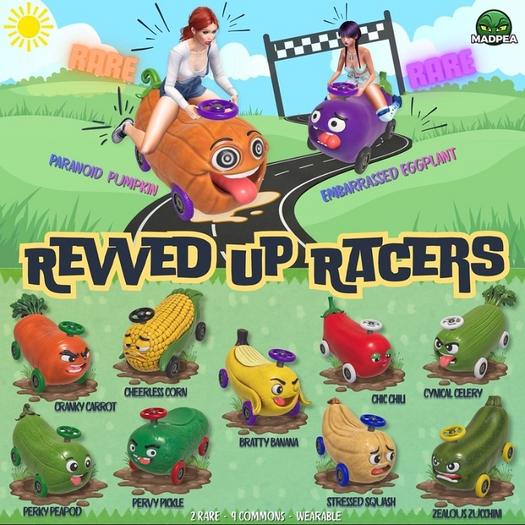 MadPea Revved Up Racers - Embarrassed Eggplant RARE
