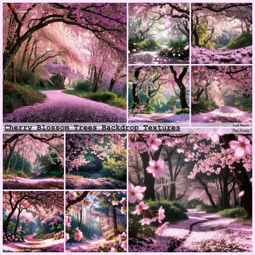 Cherry Blossom Trees Backdrop Textures