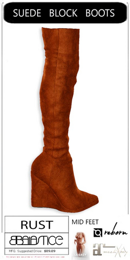 Baiastice_Suede Block Boots-Rust