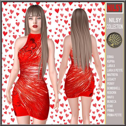 RED DRAPED&SEQUINNED DRESS