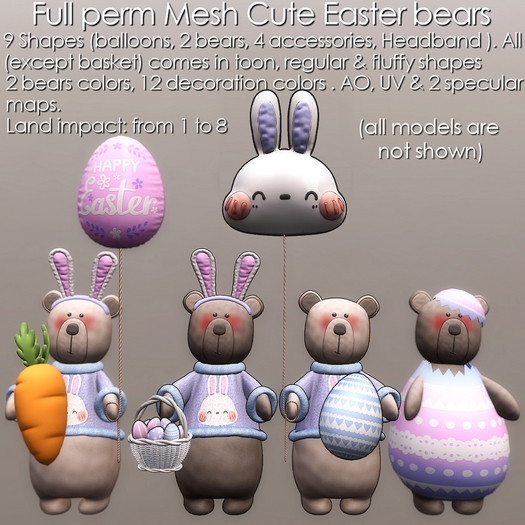 * Full Perm Mesh * Cute easter Bears *
